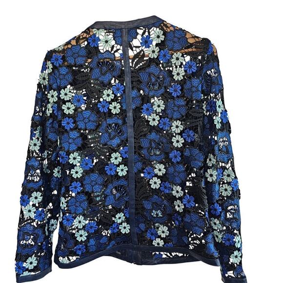 Bagatelle Floral Jacket Womens Small Blue Embroidered Floral Whimysgoth Sheer - Picture 2 of 10